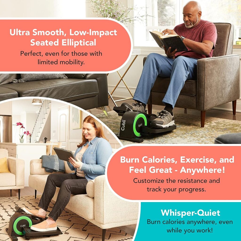 Cubii JR2, Under Desk Elliptical, Under Desk Bike Pedal Exerciser, Seated Elliptical, Work from Home Fitness, Mini Elliptical Machines for Home Use, Cubii Exerciser for Seniors, Desk Exercise