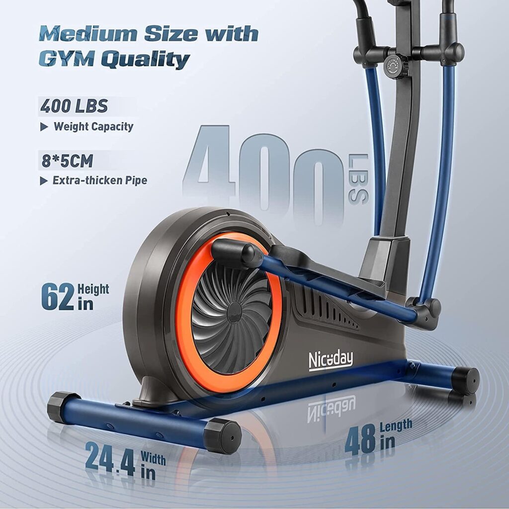 Niceday Elliptical Machine, Cross Trainer with Hyper-Quiet Magnetic Driving System, 16 Resistance Levels, 400LB Weight Limit