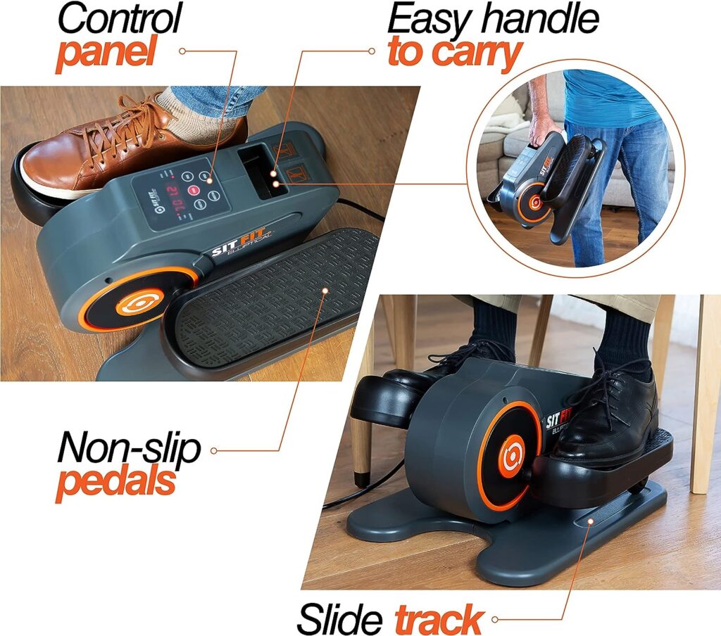 SITFIT, Sit Down and Cycle! Powered Foot Pedal Exerciser for Seniors, Under Desk Elliptical Exercise Bike, Leg Exerciser While Sitting. Peddler Exerciser Mini Bike, Portable Rehabilitation Equipment.