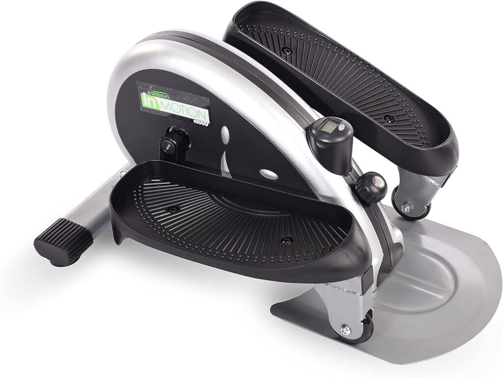 Stamina Inmotion E1000 Compact Strider - Seated Elliptical with Smart Workout App - Foot Pedal Exerciser for Home Workout - Up to 250 lbs Weight Capacity