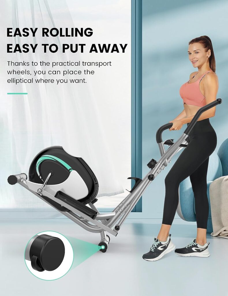 THERUN Elliptical Machines for Home Use, Ultra Quiet Magnetic Elliptical Trainer Exercise Machine, 8 Levels Adjustable Resistance Elliptical Training Machine w/LCD Monitor, Pulse Sensor